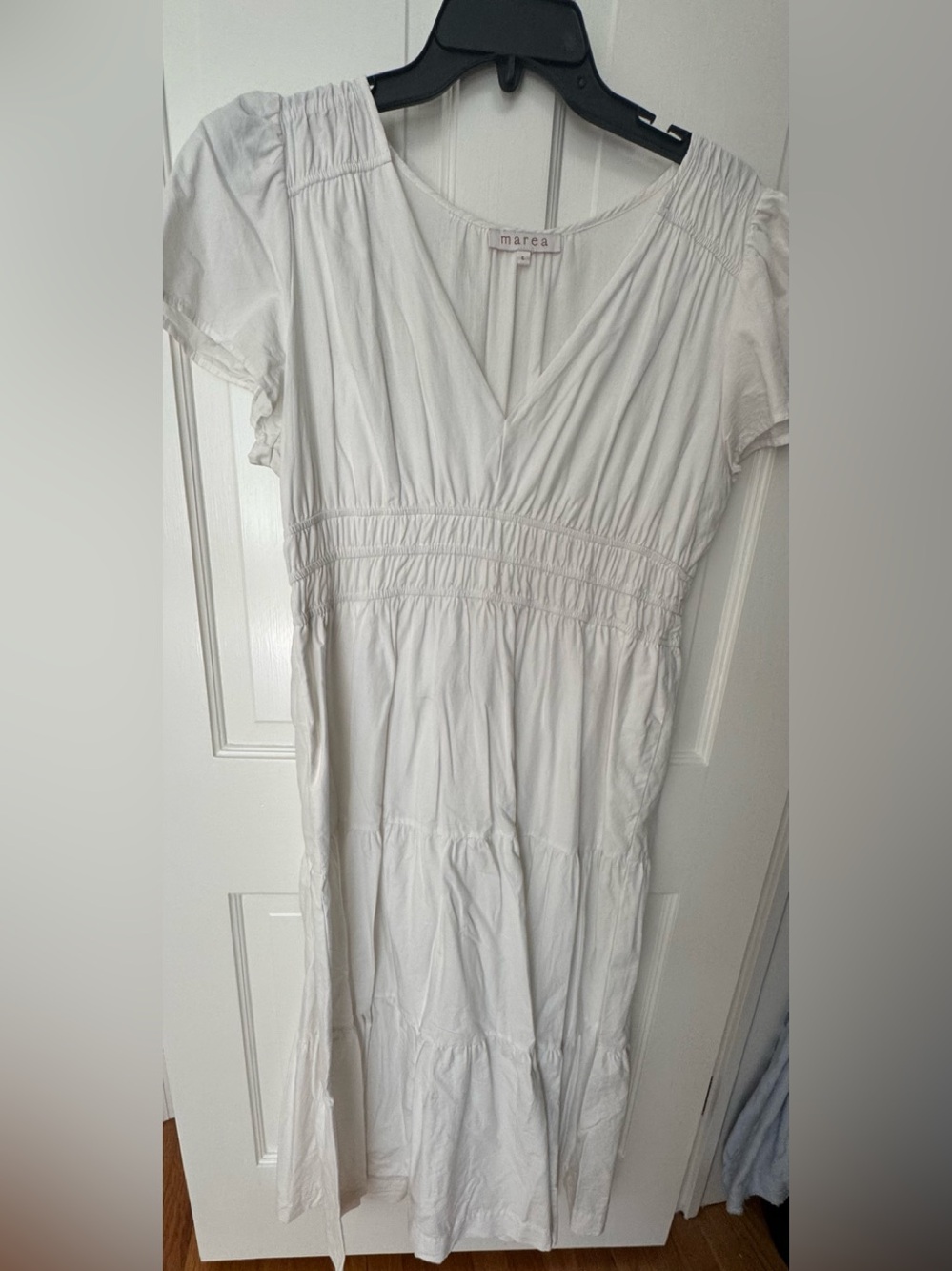 marea White V-Neck Tiered Maxi Dress